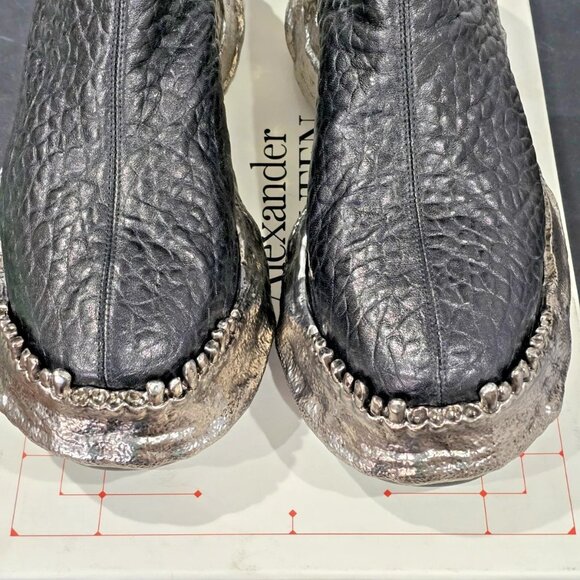 $5900 Alexander Mcqueen 807877WIAAO Men\'s Black Dumbo Grain Slipper-US 11 EU 44 main image 14